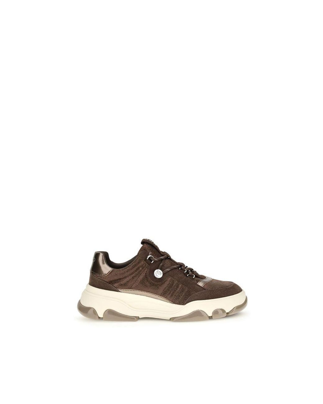 Pinko Brown Calf Leather Bos Taurus Chunky Sneakers