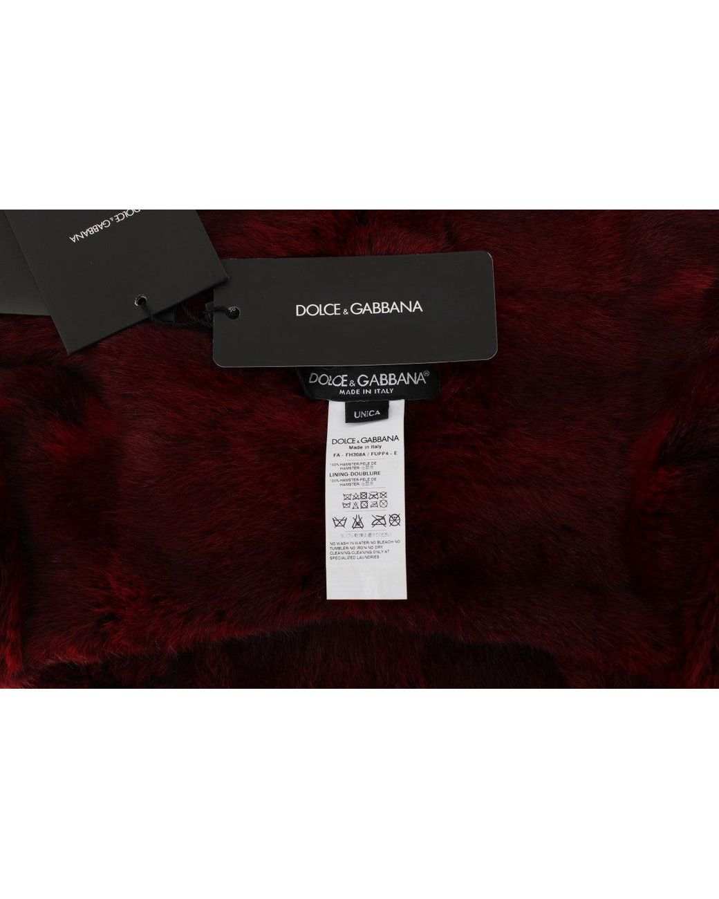 Dolce & Gabbana Red Hamster Fur Crochet Hood Scarf Hat