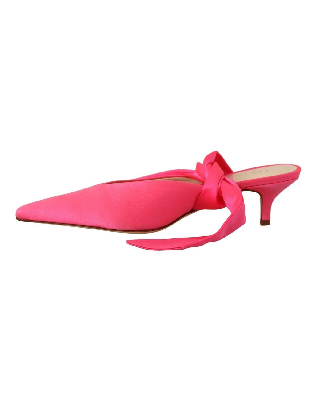 GIA COUTURE Black Pink Leather Lace Up Kitten Heels Pumps Shoes