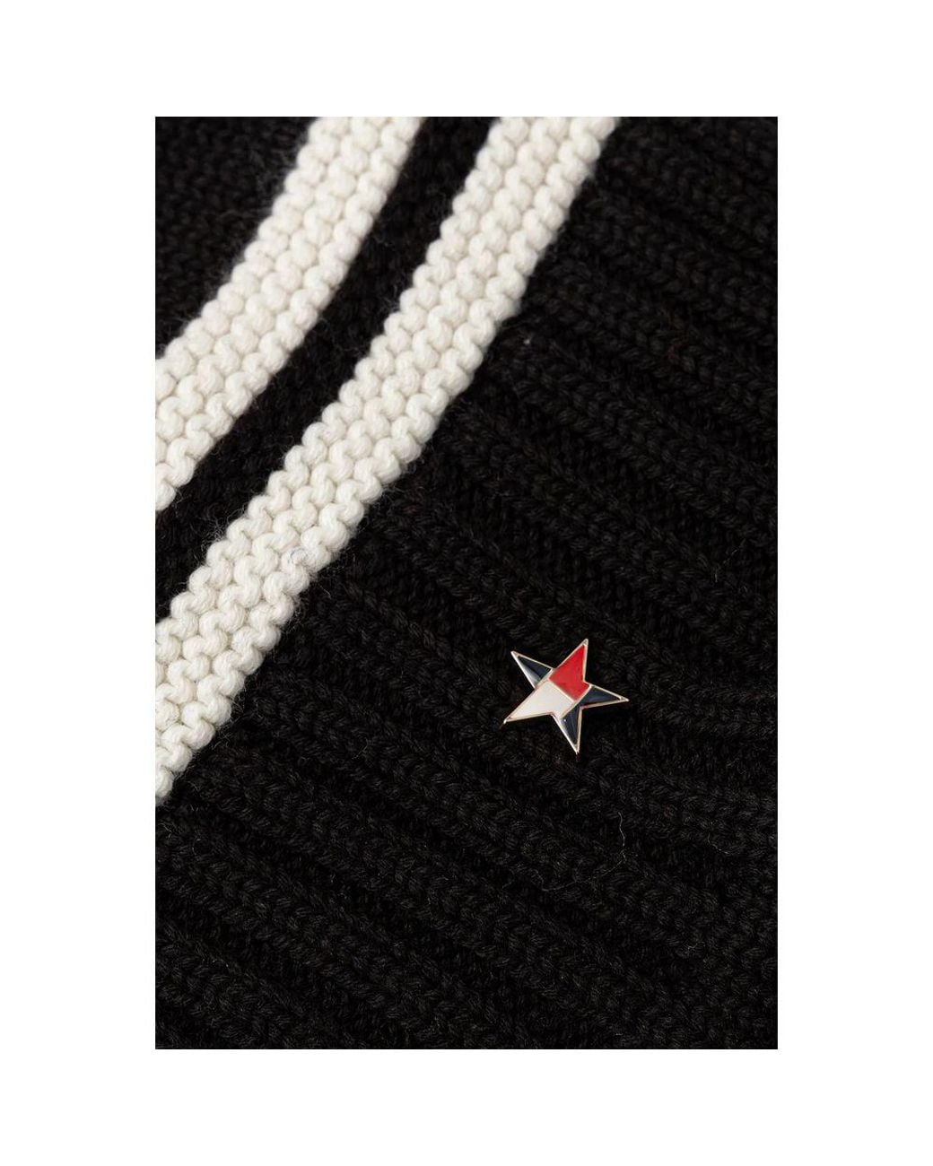 Tommy Hilfiger Black And White Recycled Wool Cap (baseball Hat)