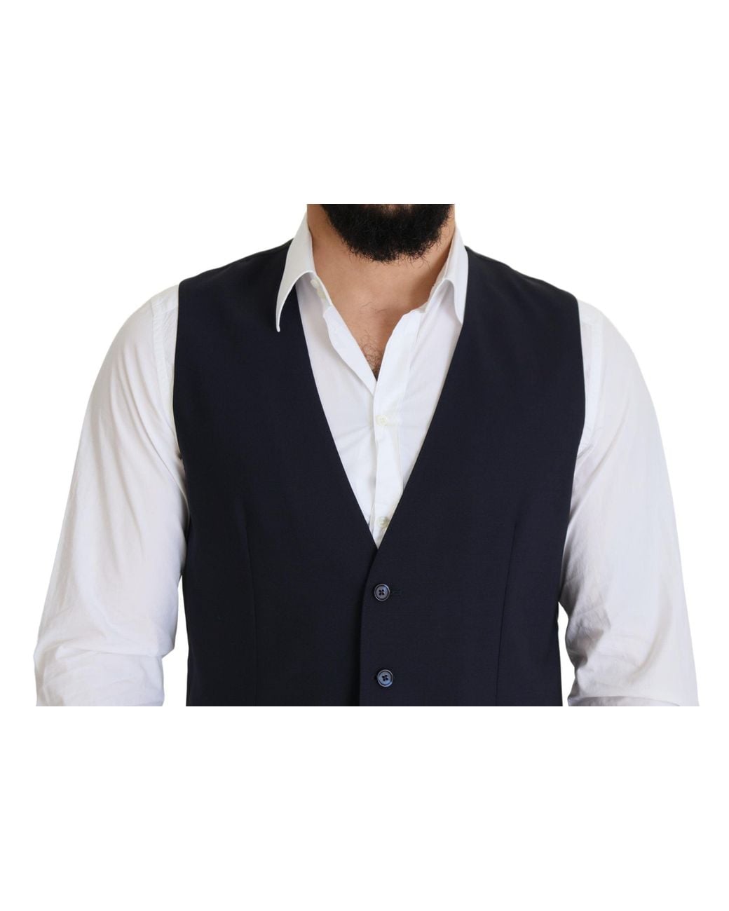 Dolce & Gabbana Blue Wool Vest Classic Fit for men