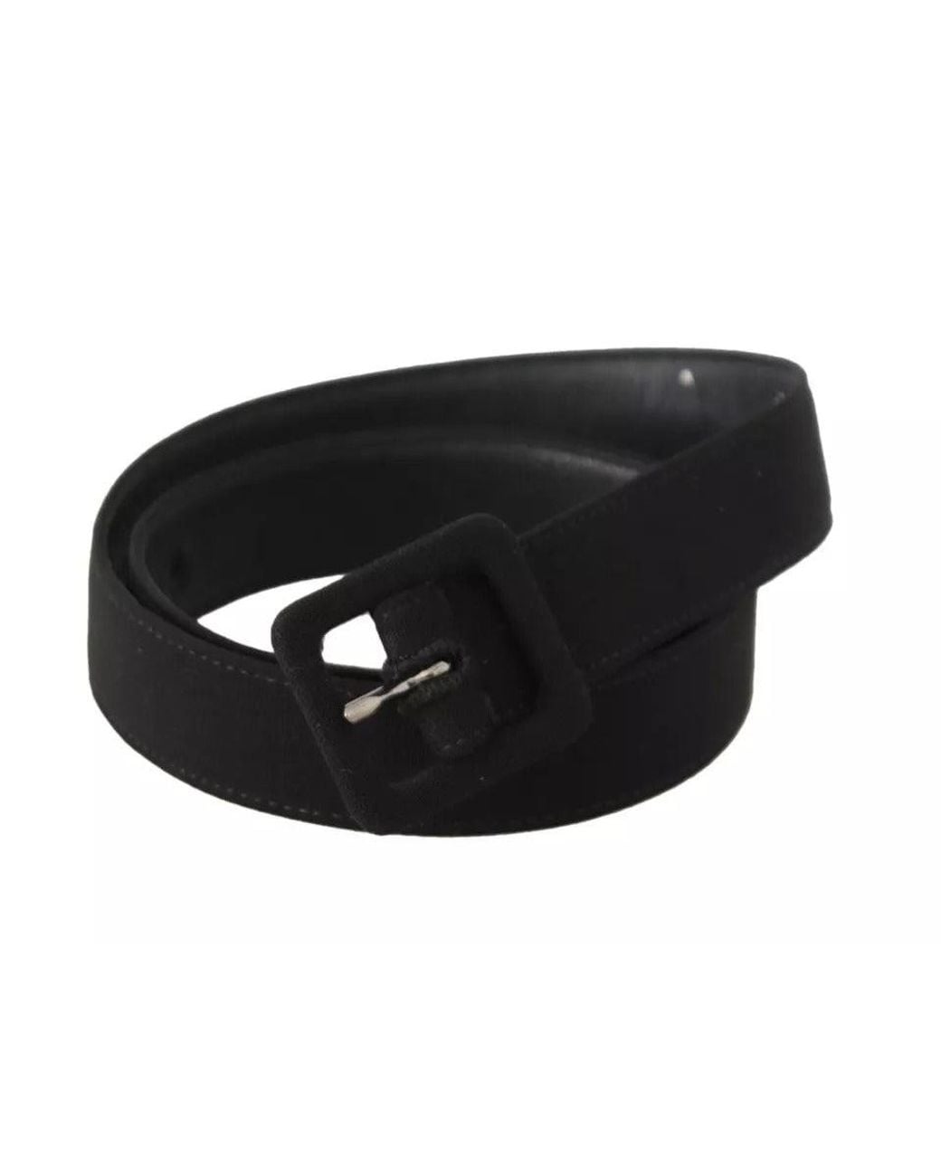 Dolce & Gabbana Black Velvet Leather Logo Waist Buckle Belt