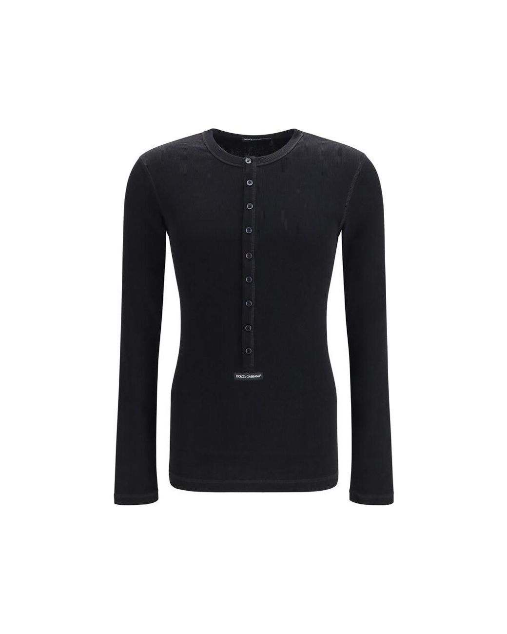 Dolce & Gabbana Black Cotton Long Sleeve T for men