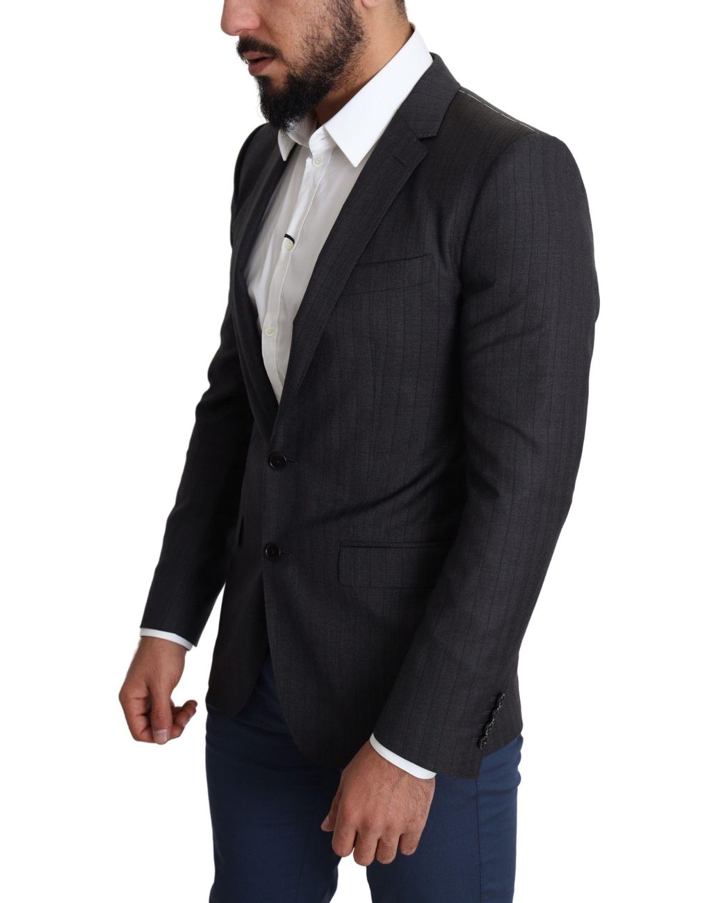 Dolce & Gabbana Black Elegant Virgin Wool Martini Blazer for men