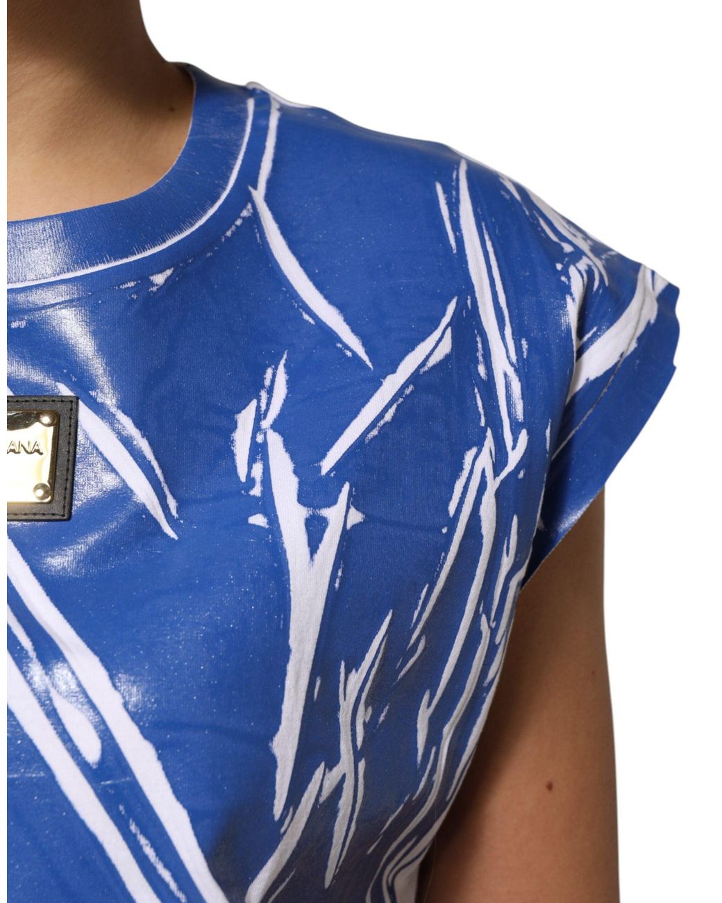 Dolce & Gabbana Blue Cotton Logo Plaque Tank Top