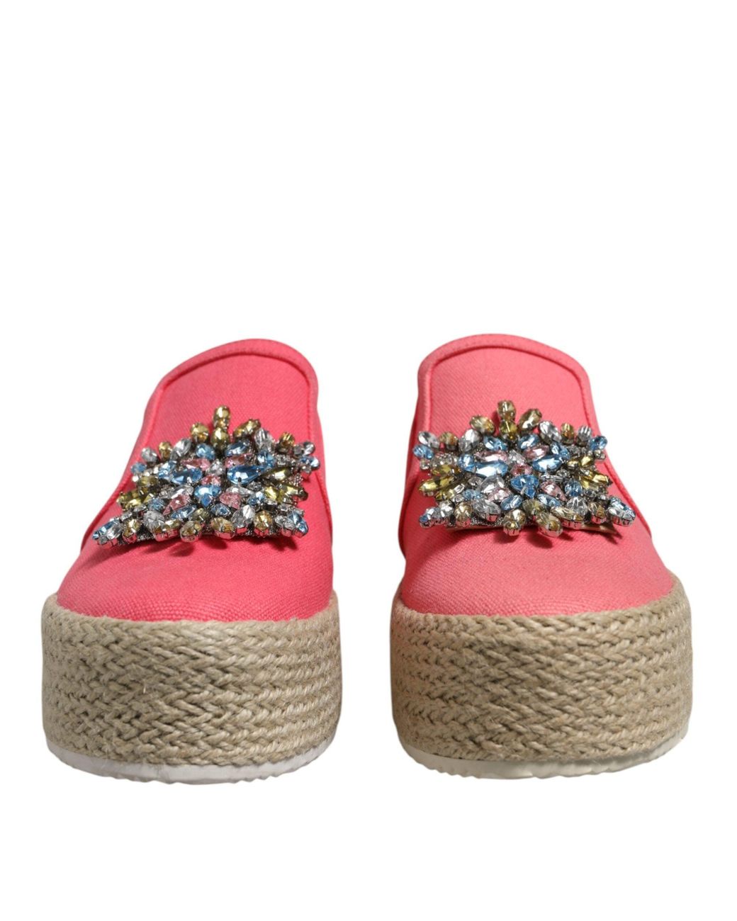 Twinset Red Pink Canvas Crystal Embellished Slip On Shoes for men