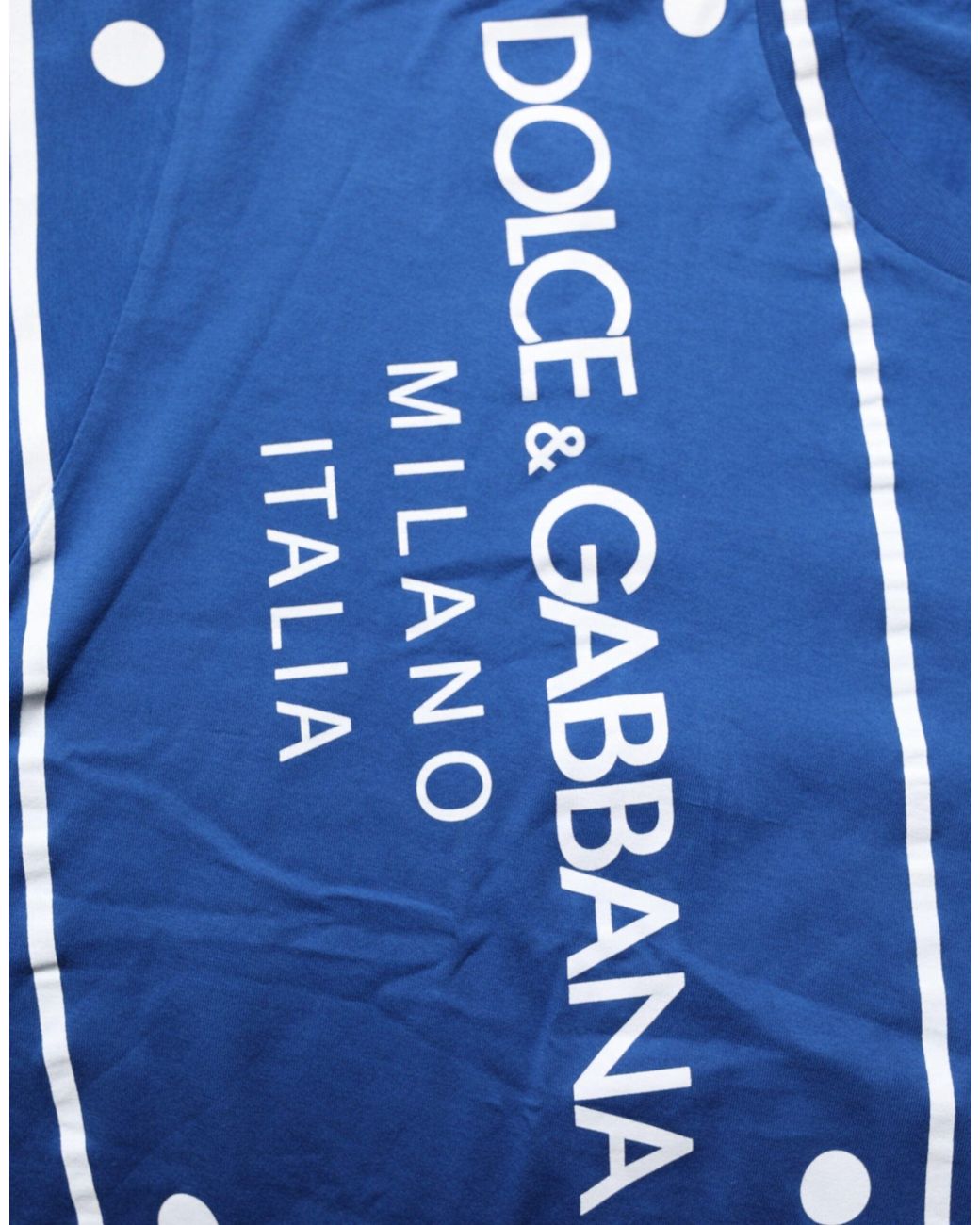 Dolce & Gabbana Blue Logo Print Cotton Crew Neck Men T for men