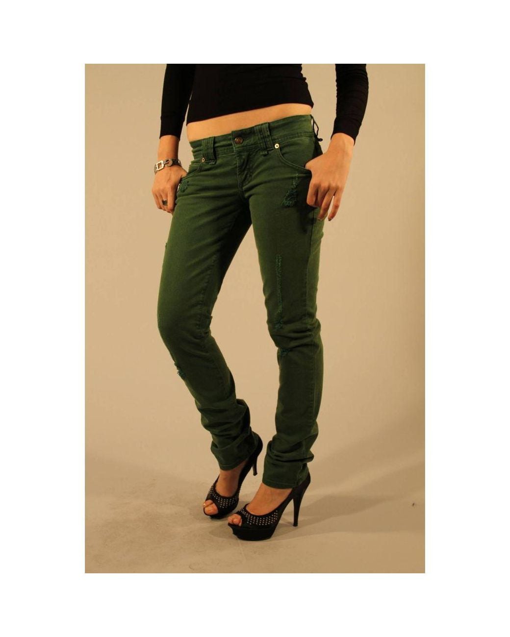 John Galliano Green Verde Cotton Jeans