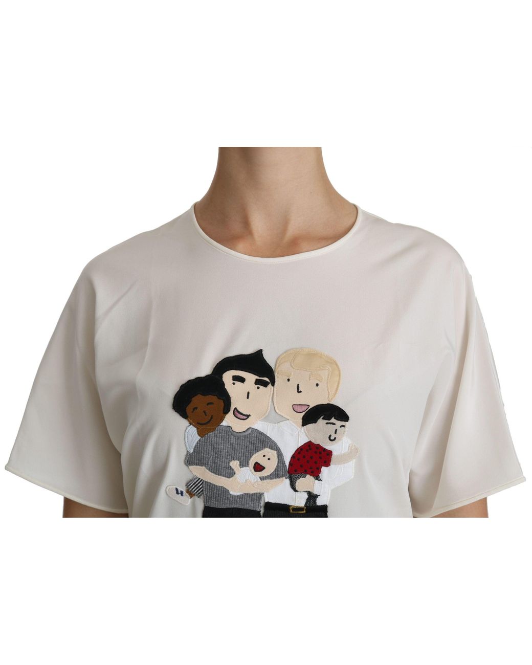 Dolce & Gabbana White #dgfamily Patch Short Sleeve Blouse Top