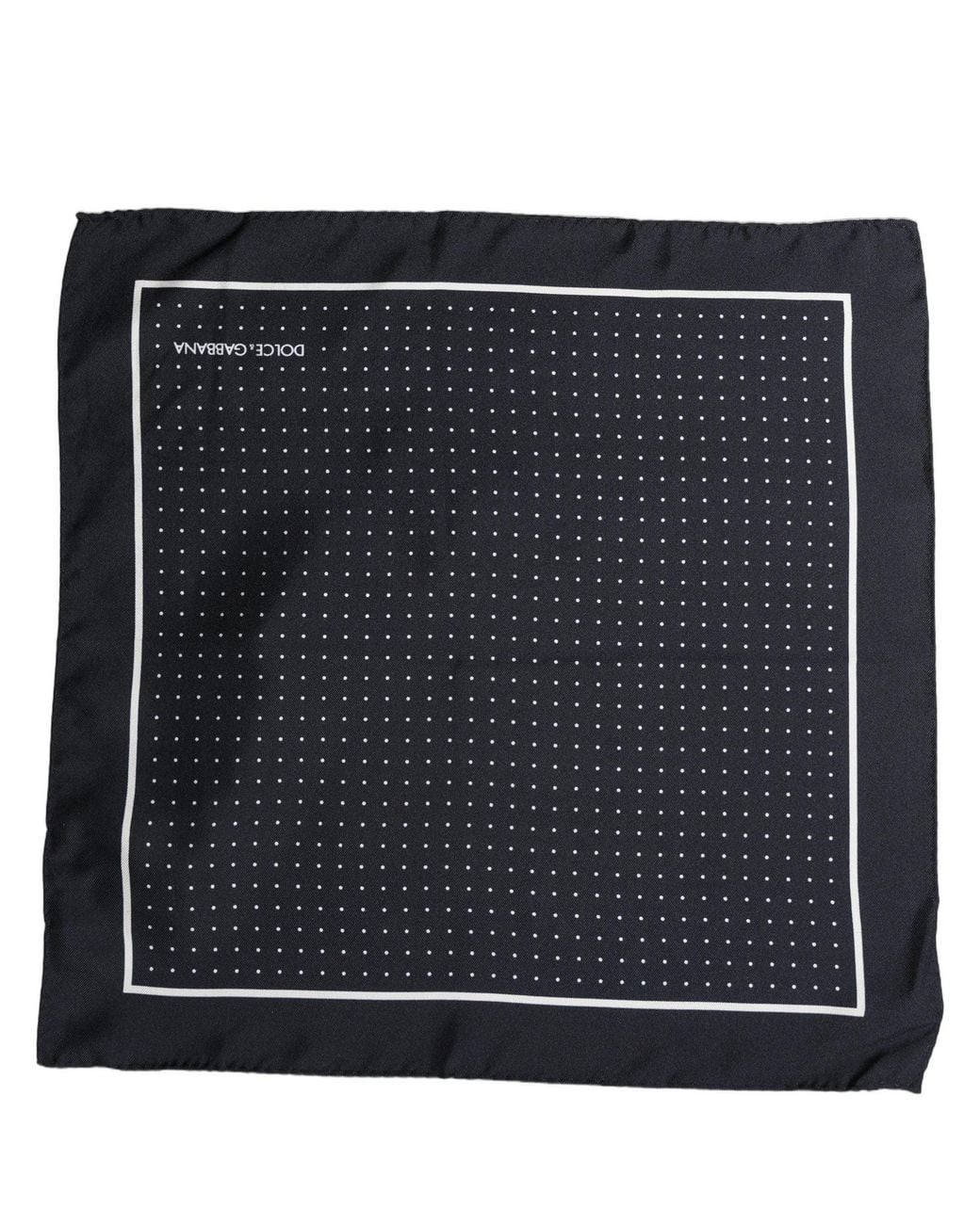 Dolce & Gabbana Black Blue Silk Polka Dot Handkerchief Pocket Scarf for men