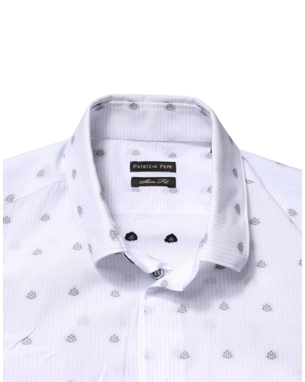 Patrizia Pepe White Cotton Slim Fit Collared Dress Shirt for men
