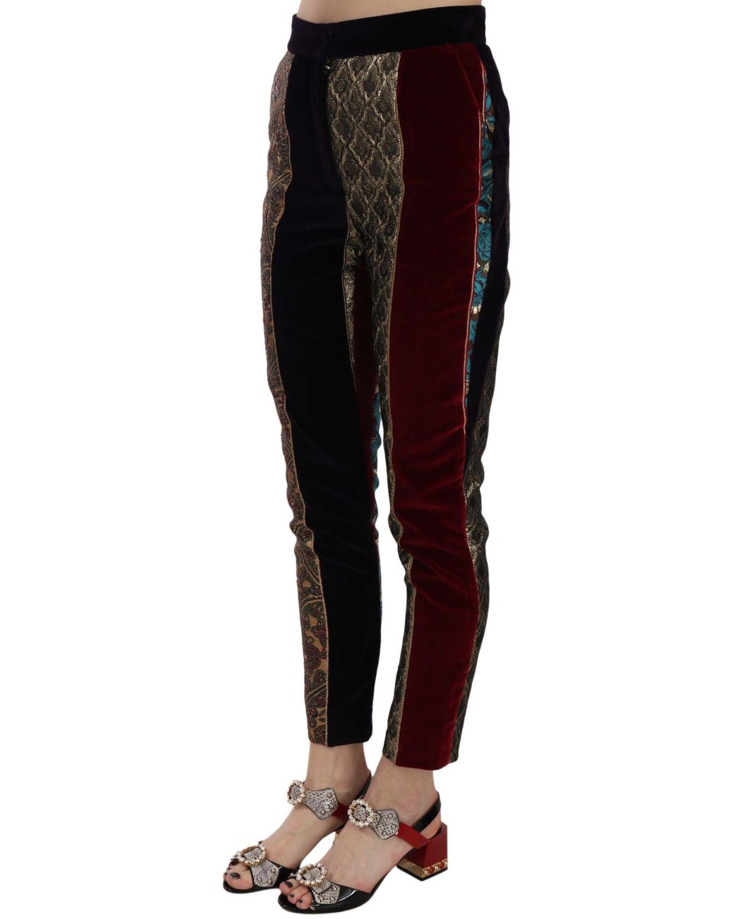 Dolce & Gabbana Multicolor Dolce Gabbana Jacquard Cropped Tapered Pants