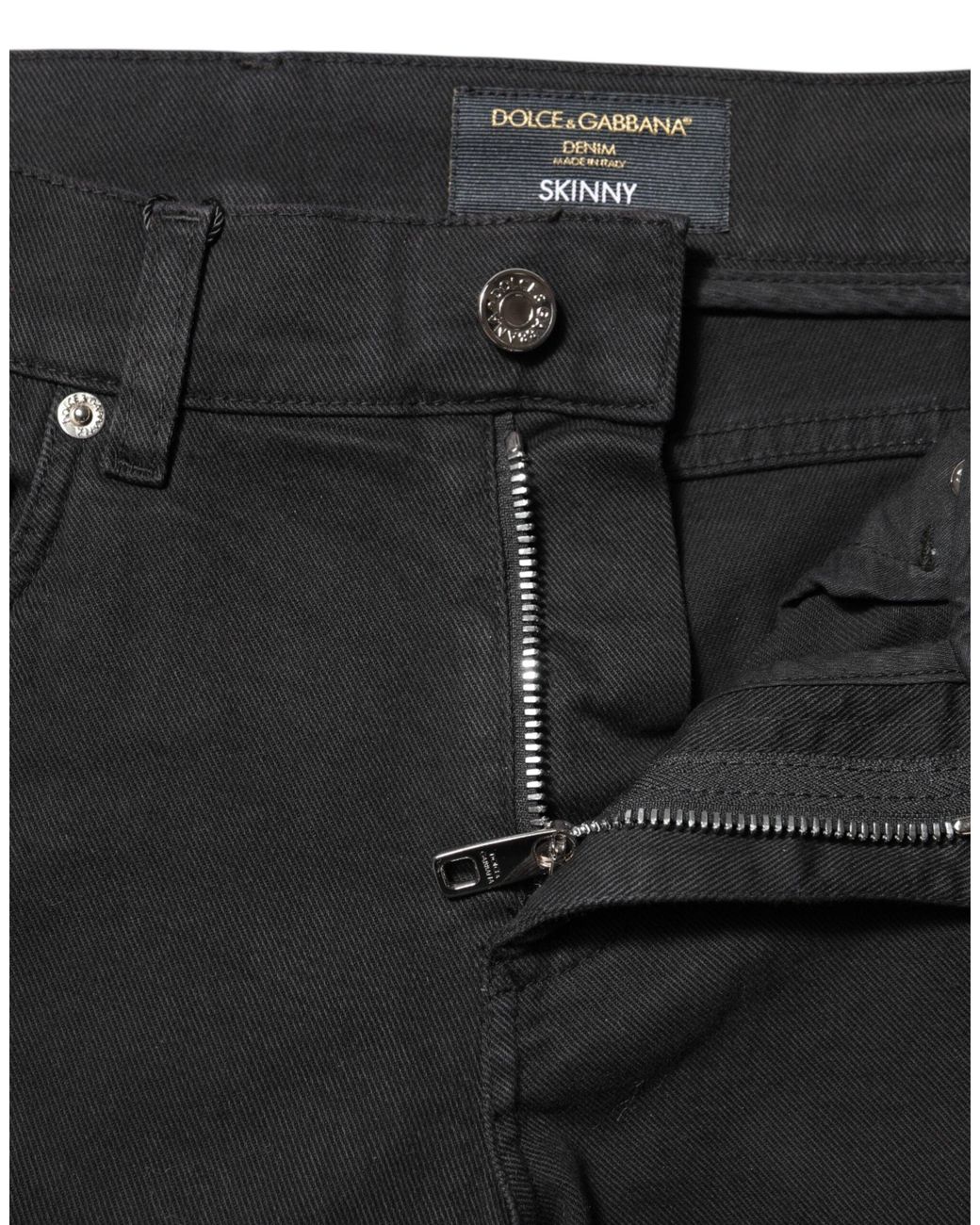 Dolce & Gabbana Black Ripped Stripe Slim Jeans for men