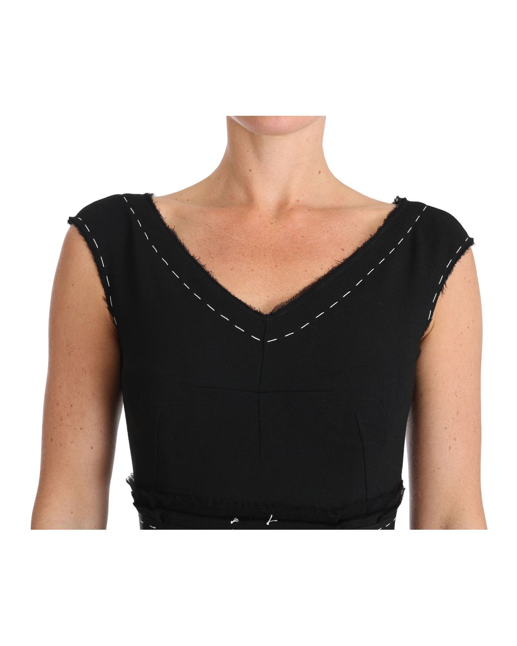 Dolce & Gabbana Black Wool Stretch A-Line Sheath Dress