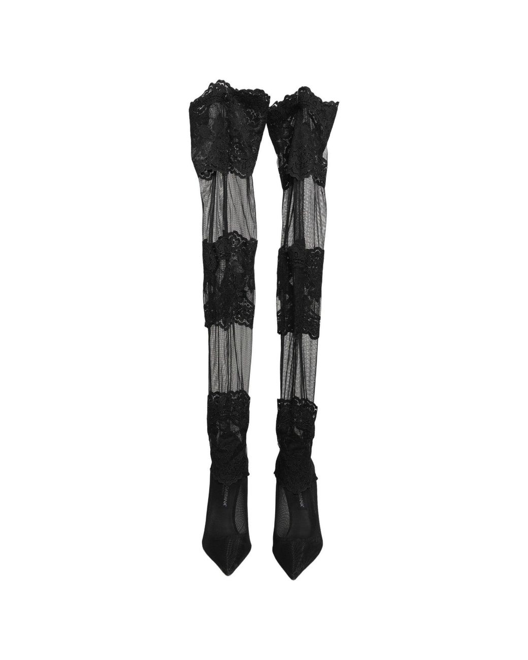 Dolce & Gabbana Black Over The Knee Sock Pumps Boots Shoes