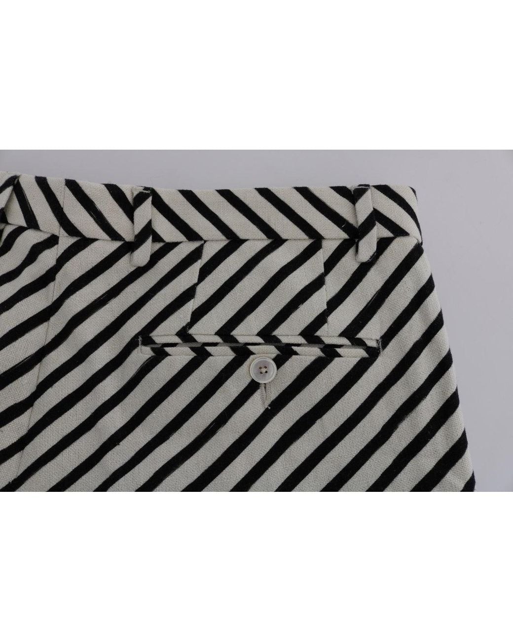 Dolce & Gabbana Black Striped Hemp Casual Shorts for men