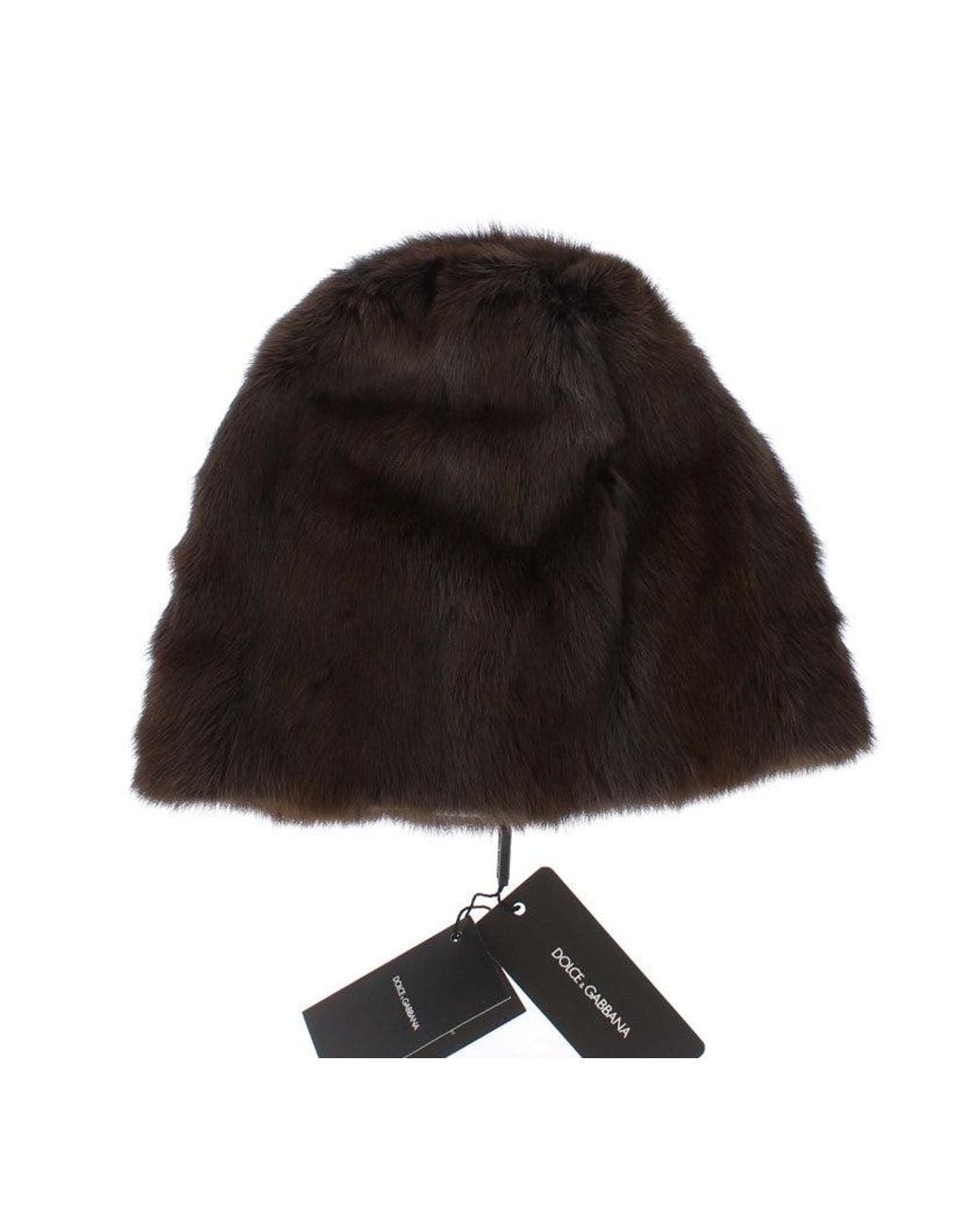 Dolce & Gabbana Black Weasel Fur Cashmere Hat Beanie