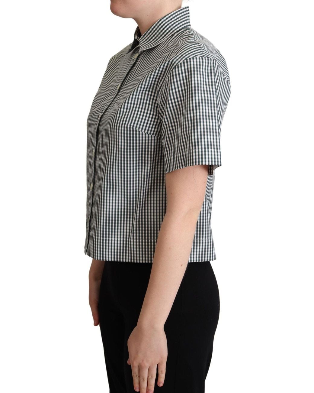 Dolce & Gabbana Gray Elegant Checkered Cotton Polo Top