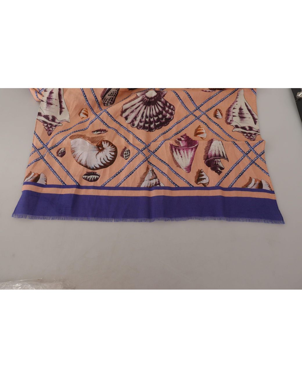 Dolce & Gabbana Black Linen Seashell Pattern Wrap Shawl Scarf for men