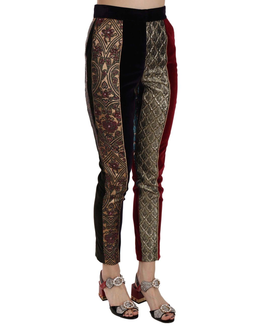 Dolce & Gabbana Multicolor Dolce Gabbana Jacquard Cropped Tapered Pants
