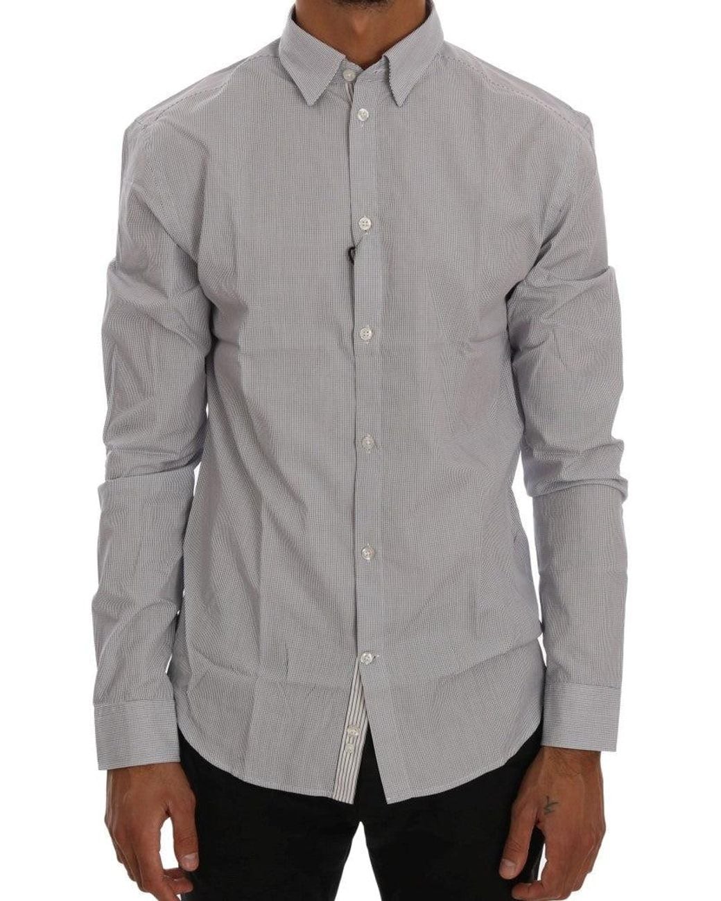 Frankie Morello Gray Check Regular Fit Shirt Blue Tsh1399 for men