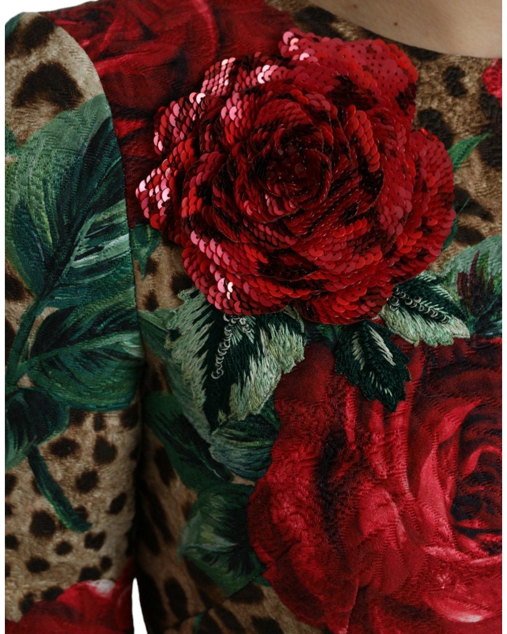 心ときめく◇Rose ＆ Leopard Print ドレス◇Dolce & Gabbana Dolce & Gabbana - Leopard & Rose Print Fitted Sleeveless Dress