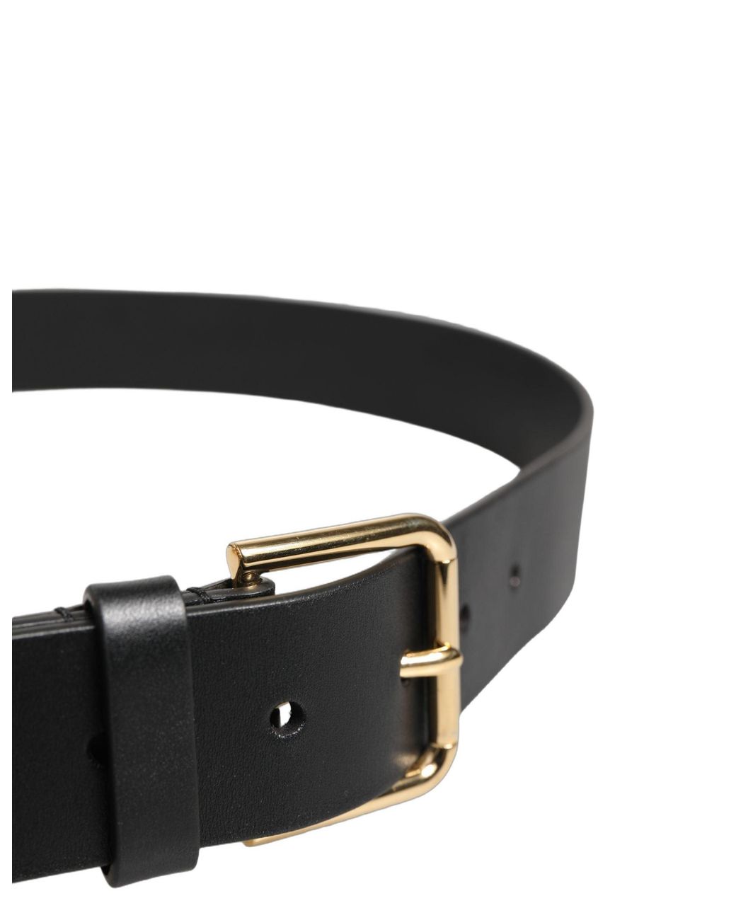 Dolce & Gabbana Black Calf Leather Gold Metal Buckle Men Belt for men