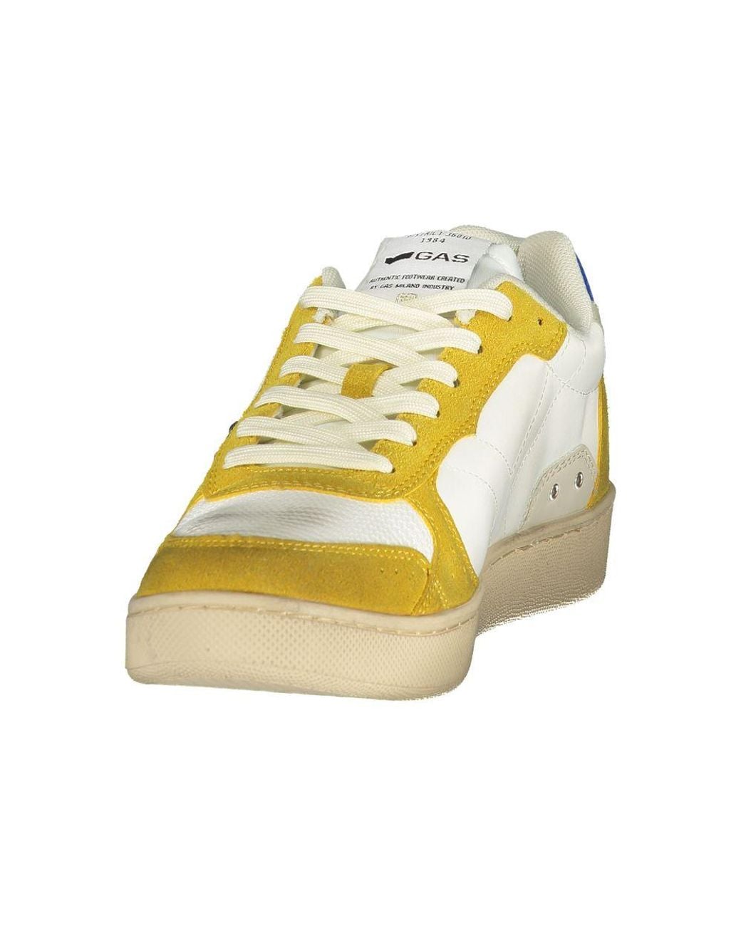 Gas Yellow White Polyester Men Sneaker for men