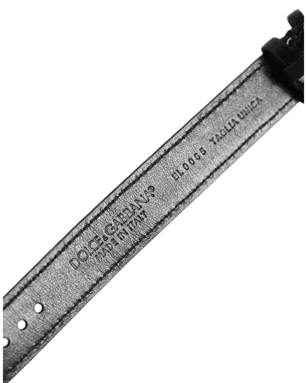 Dolce & Gabbana Gray Textured Leather Buckle Belt Strap Bracelet