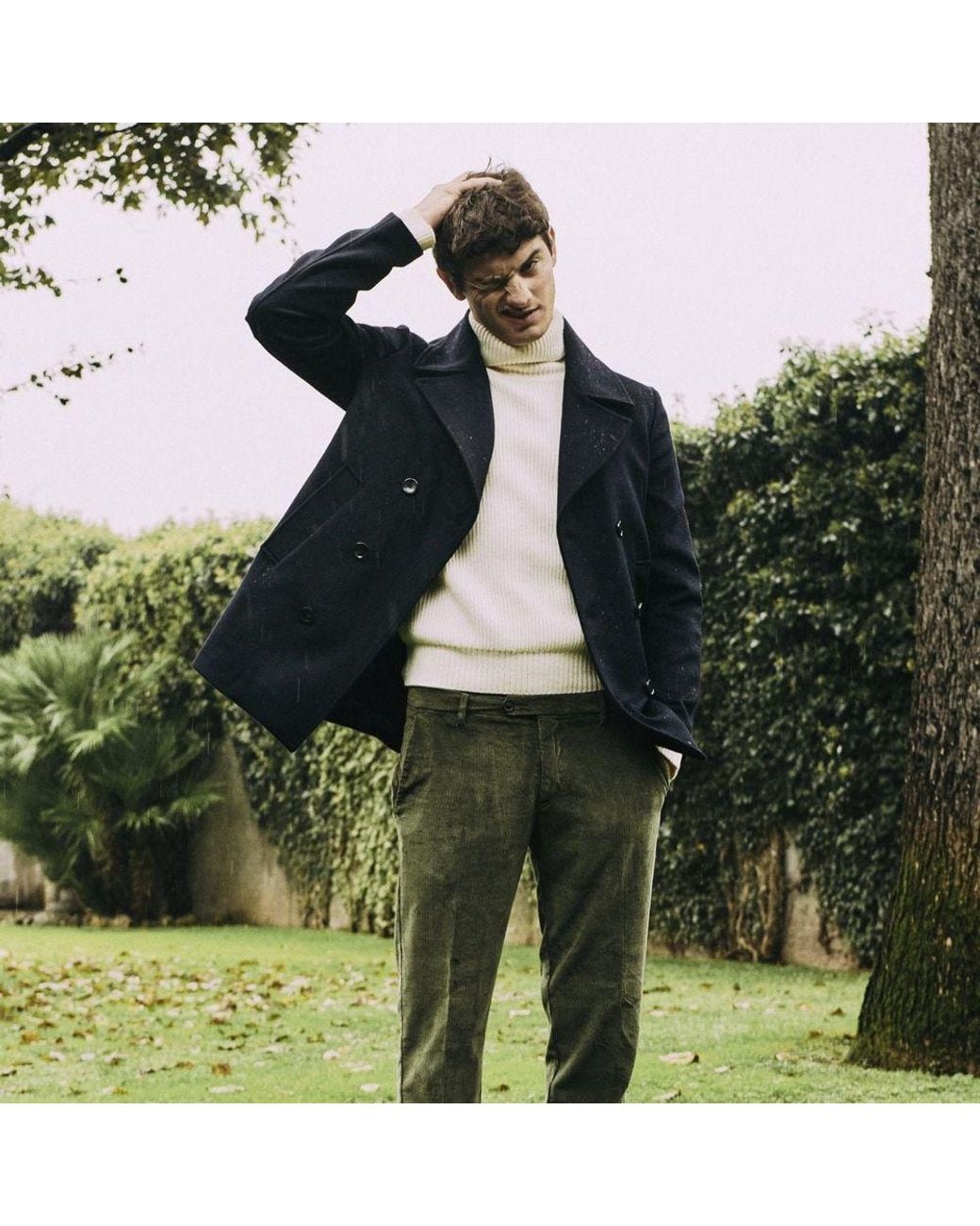 AUTORE Blue Wool Coat for men