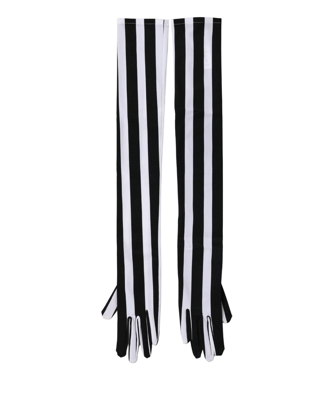 Dolce & Gabbana Black Stripes Nylon Elbow Length Gloves Elastane