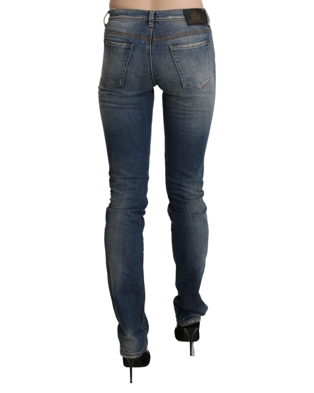 Ermanno Scervino Blue Washed Mid Waist Skinny Denim Jeans