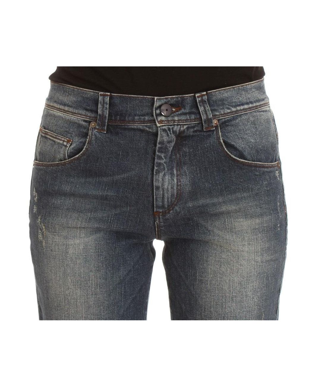 Ermanno Scervino Blue Wash Cotton Blend Slim Fit Jeans