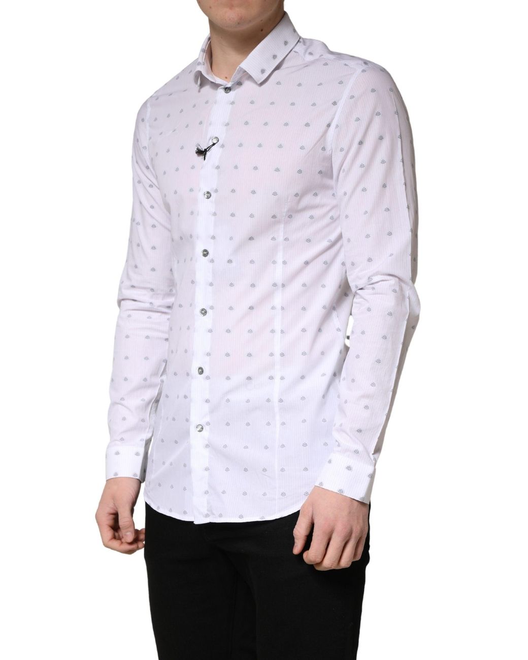 Patrizia Pepe White Cotton Slim Fit Collared Dress Shirt for men