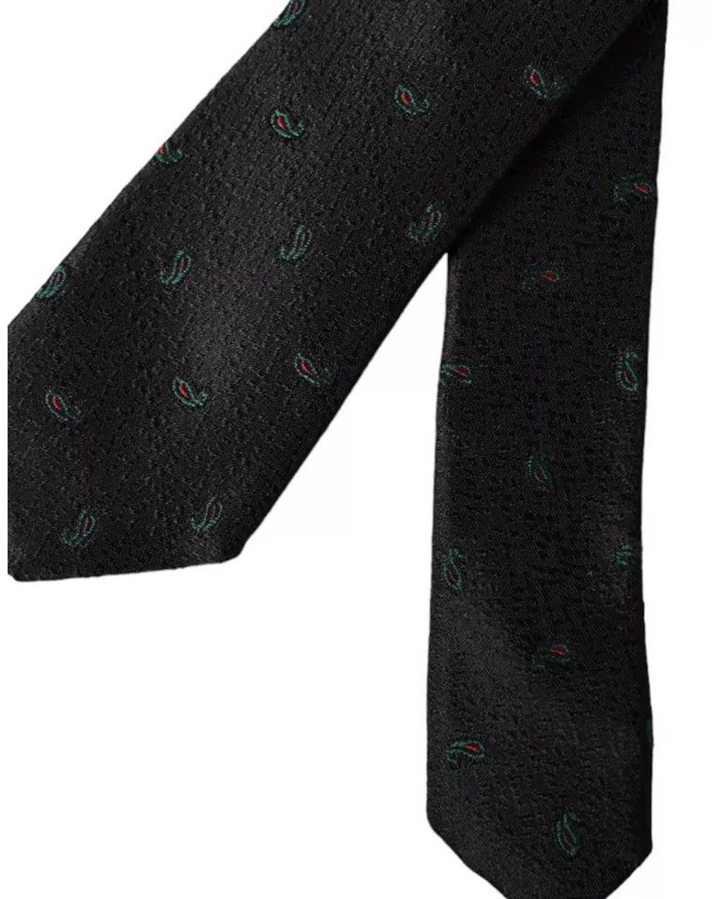 Dolce & Gabbana Black Paisley Pattern Necktie for men