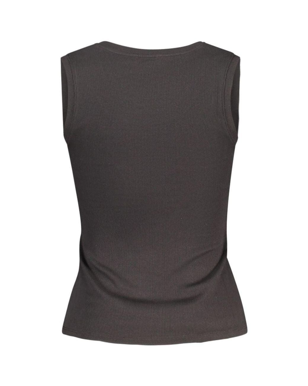 Tommy Hilfiger Black Ribbed Tank Top Logo Detail
