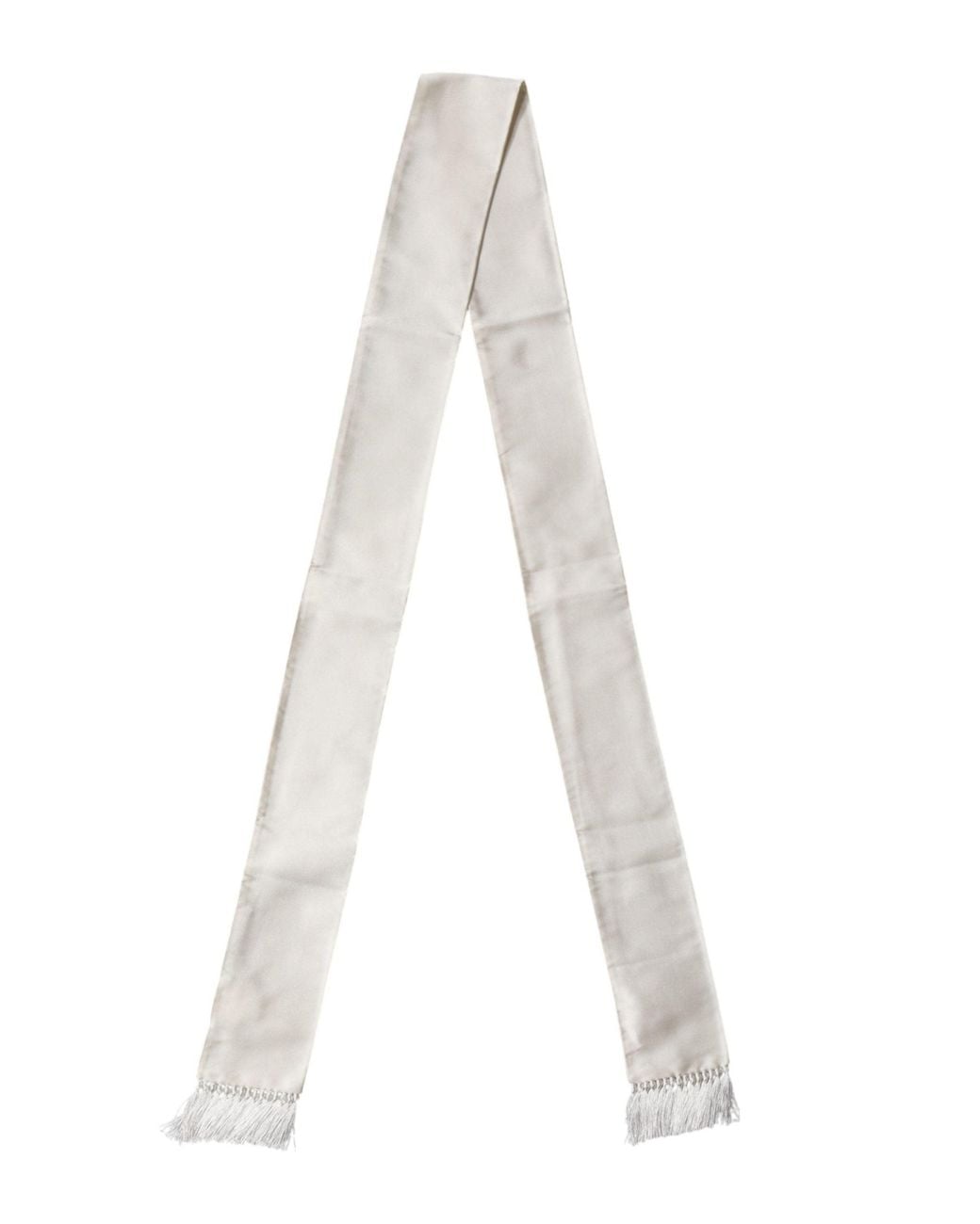 Dolce & Gabbana White Satin Silk Fringed Lace Stole Scarf for men
