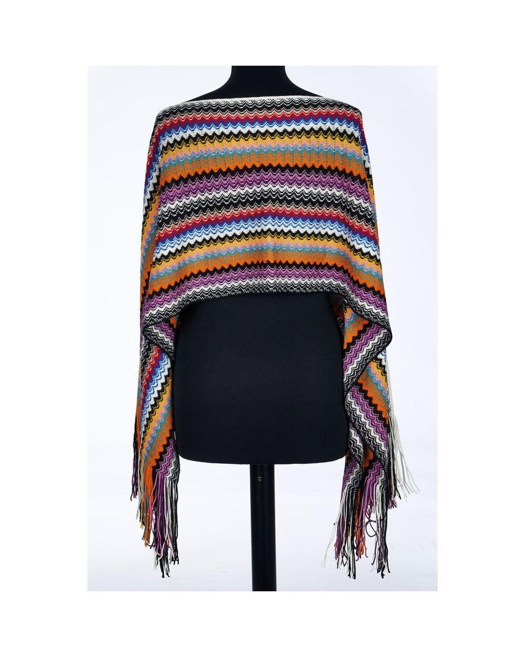 Missoni Black Multicolor Wool Poncho