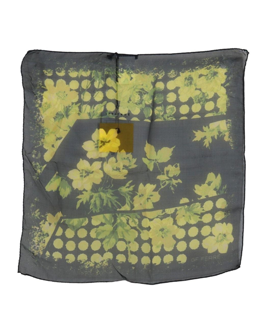 Gianfranco Ferré Green Gf Ferre Yellow Floral Wrap Shawl Foulard Scarf