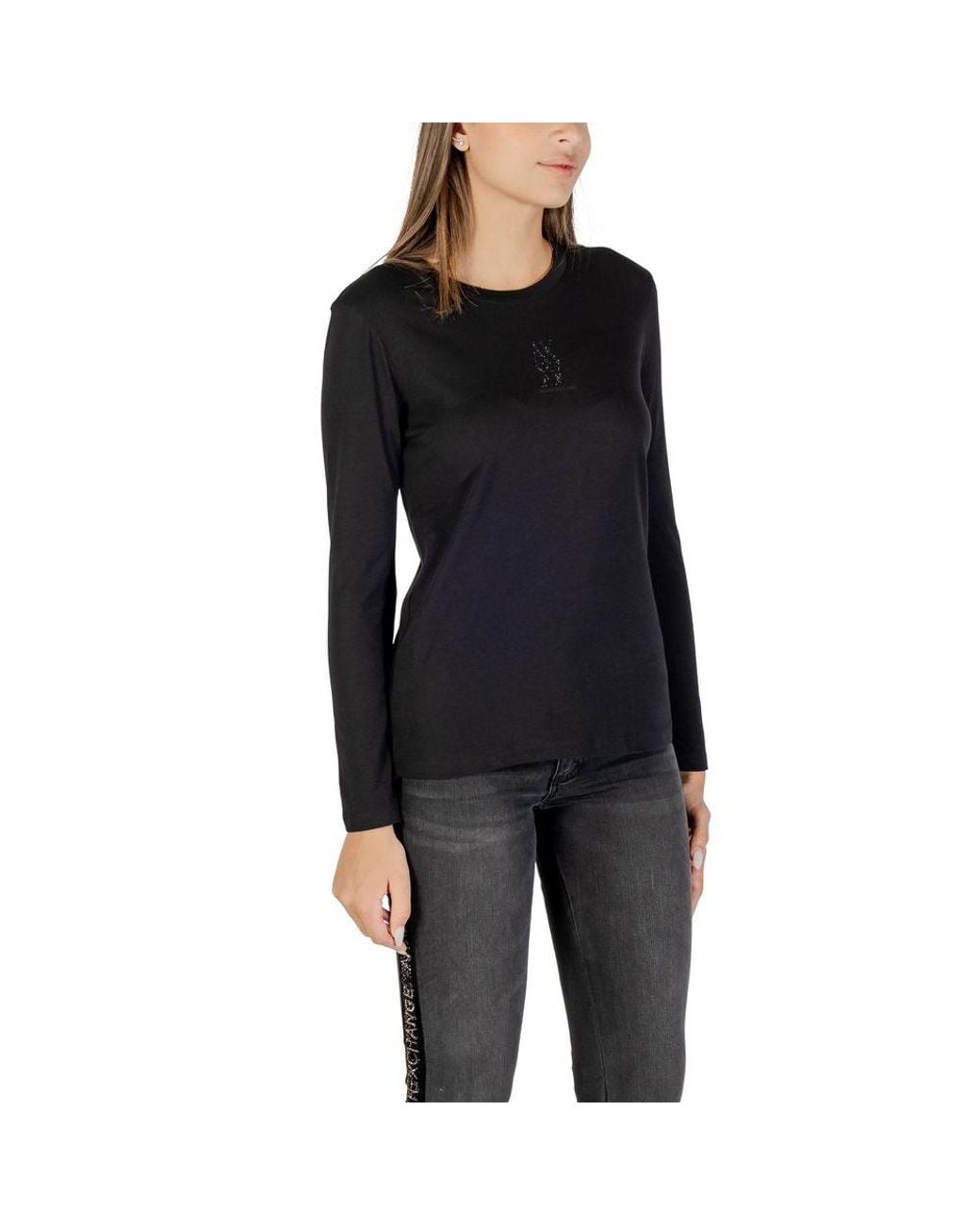 ARMANI EXCHANGE Black Cotton Long Sleeve T