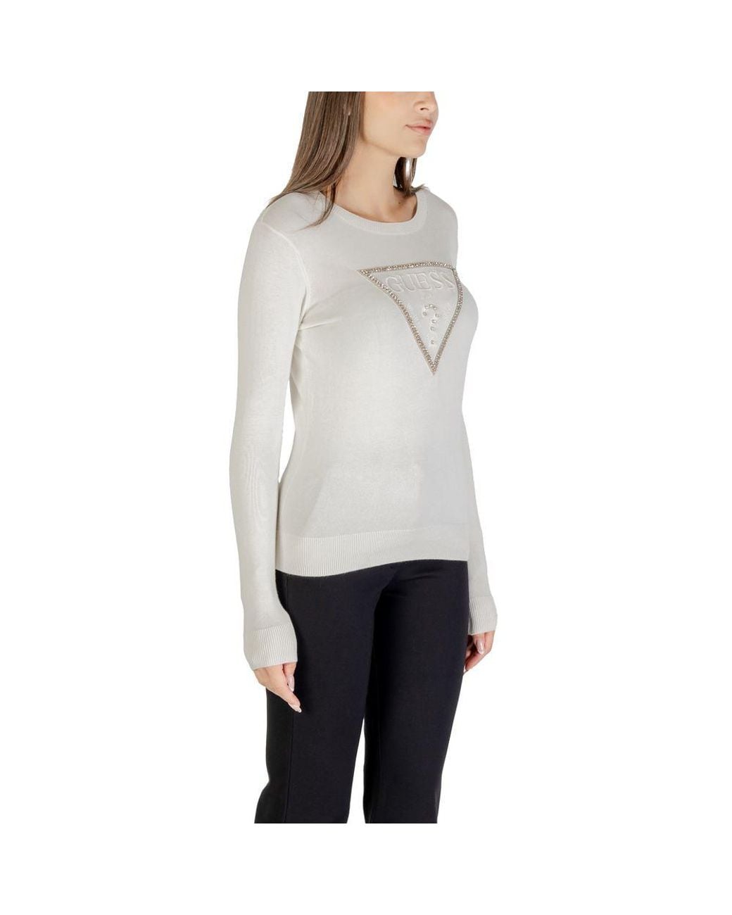 Guess White Cream Viscose Sweatshirt