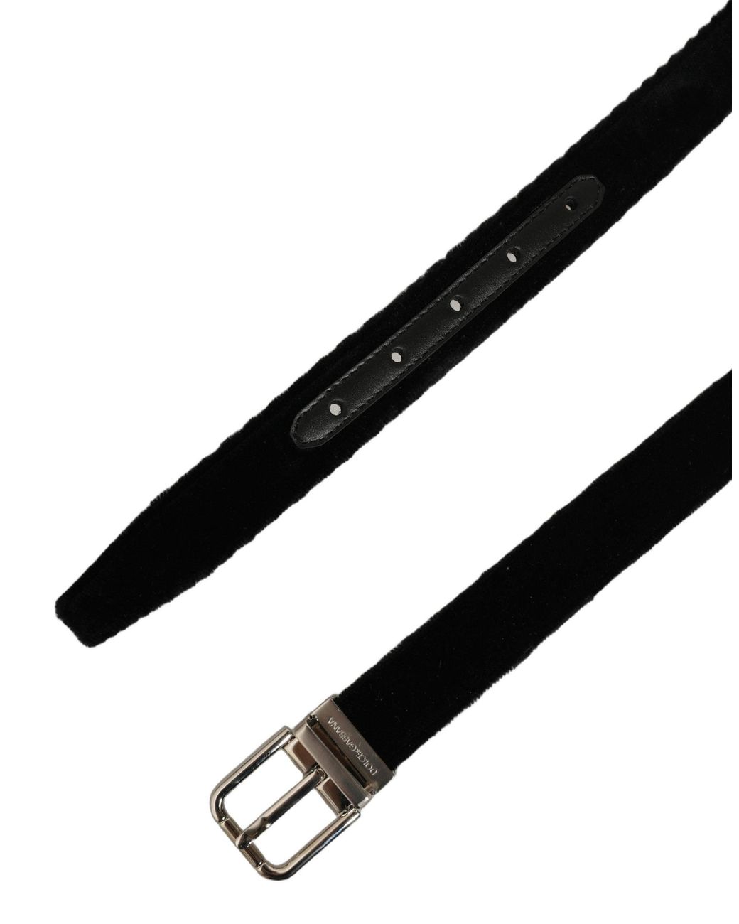 Dolce & Gabbana Black Velvet Tone Metal Buckle Belt Leather for men