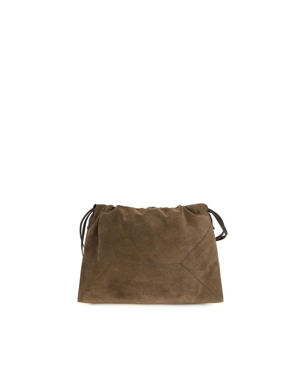 Brunello Cucinelli Brown Calf Leather Bos Taurus Shoulder Bag