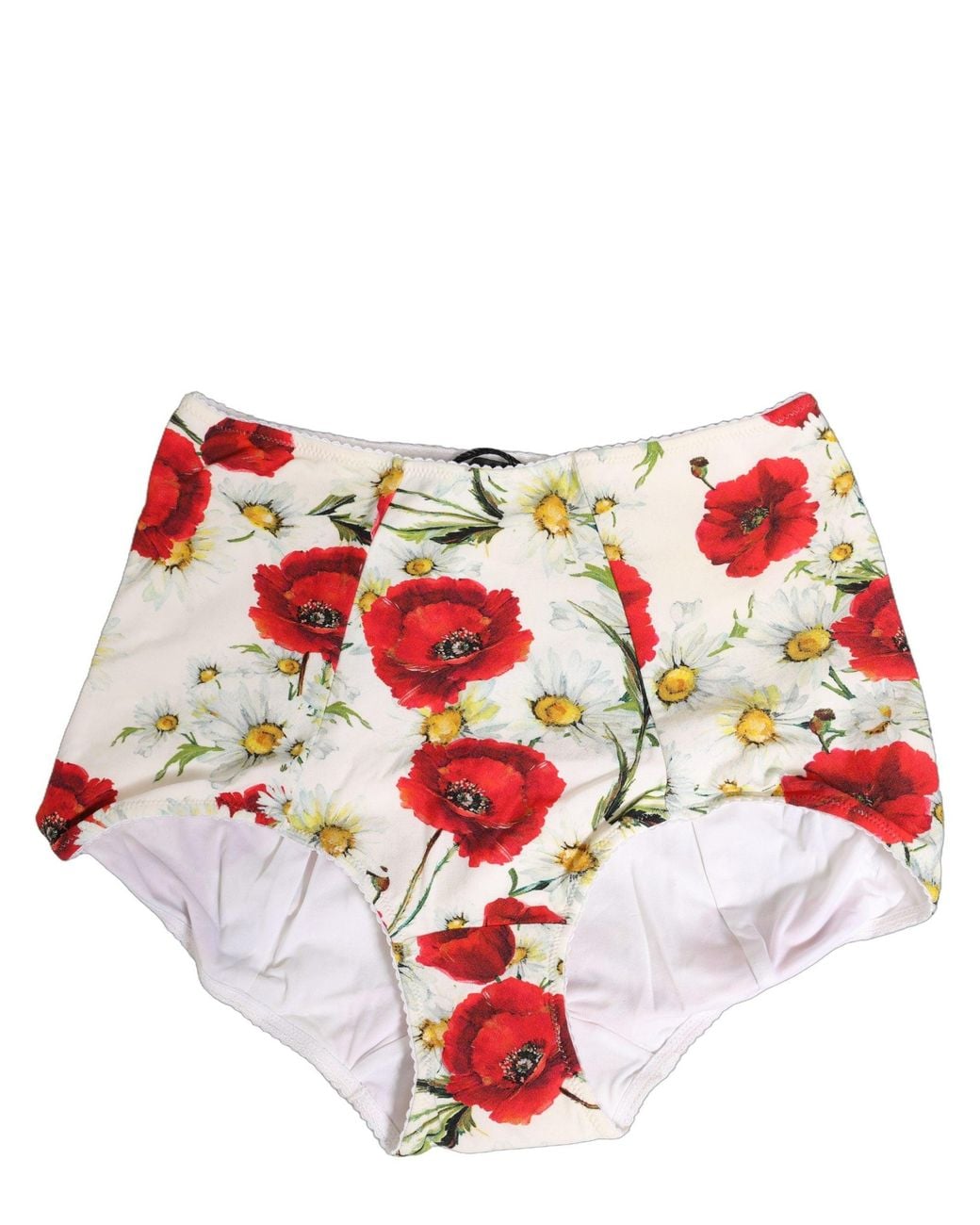 Dolce & Gabbana Red White Nylon Floral High Waisted Girdle Underwear