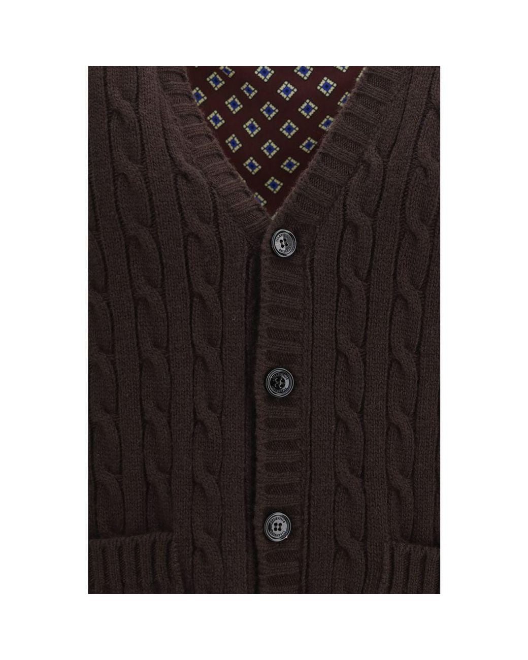 Valentino Garavani Black Brown Wool Oves Aries Cardigan for men