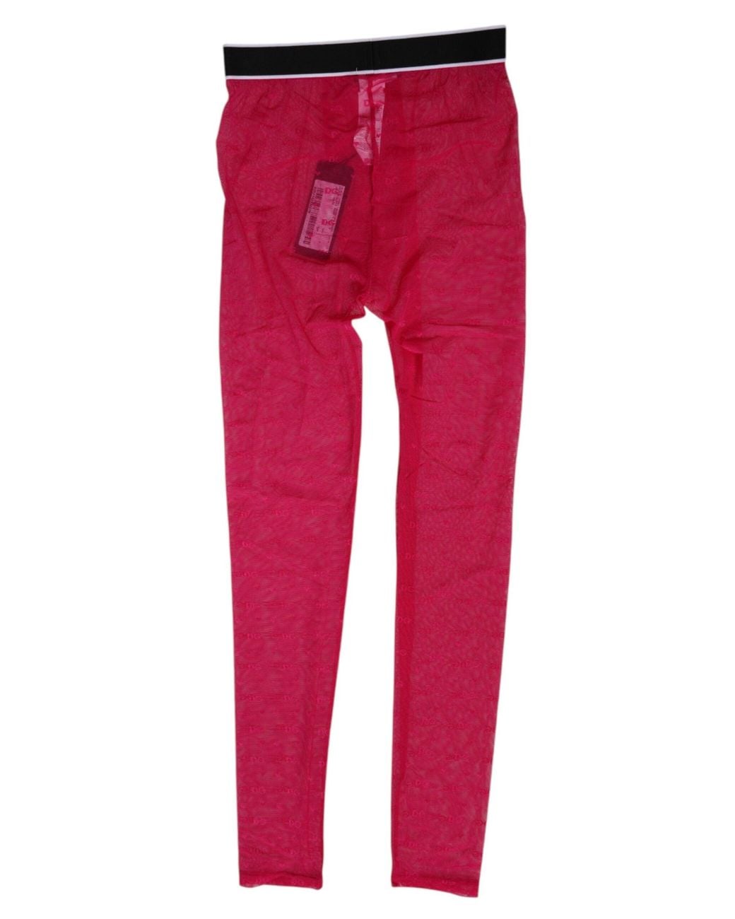 Dolce & Gabbana Red Sheer Leggings Logo Waistband