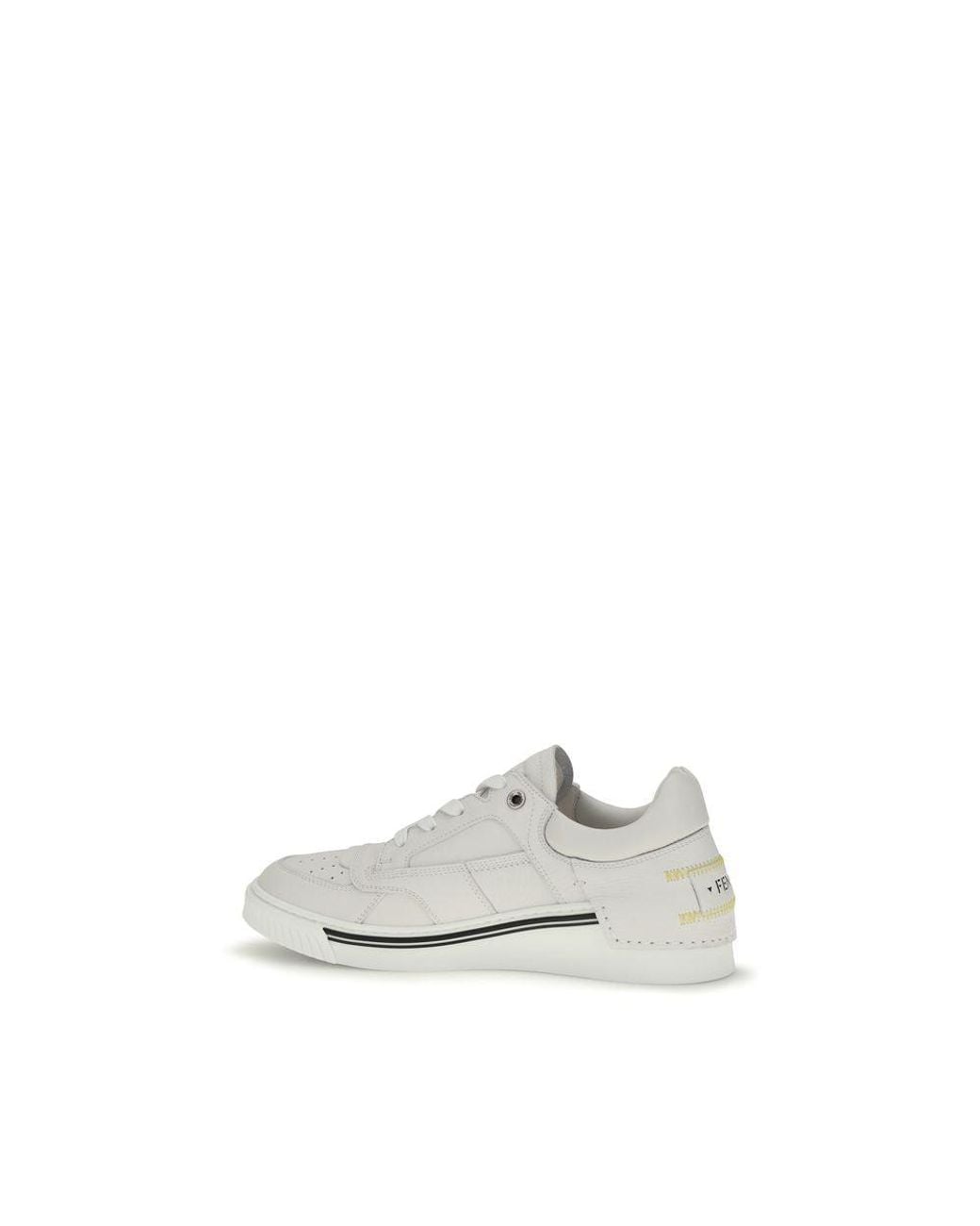 Fendi White Calf Leather Bos Taurus Low Top Sneakers for men