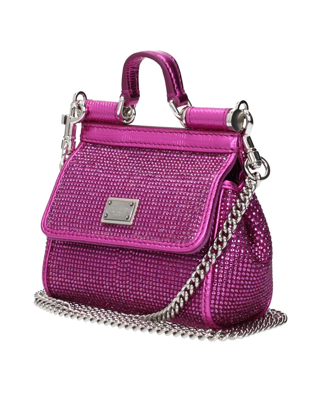 Dolce & Gabbana Purple Pink Satin Handbag