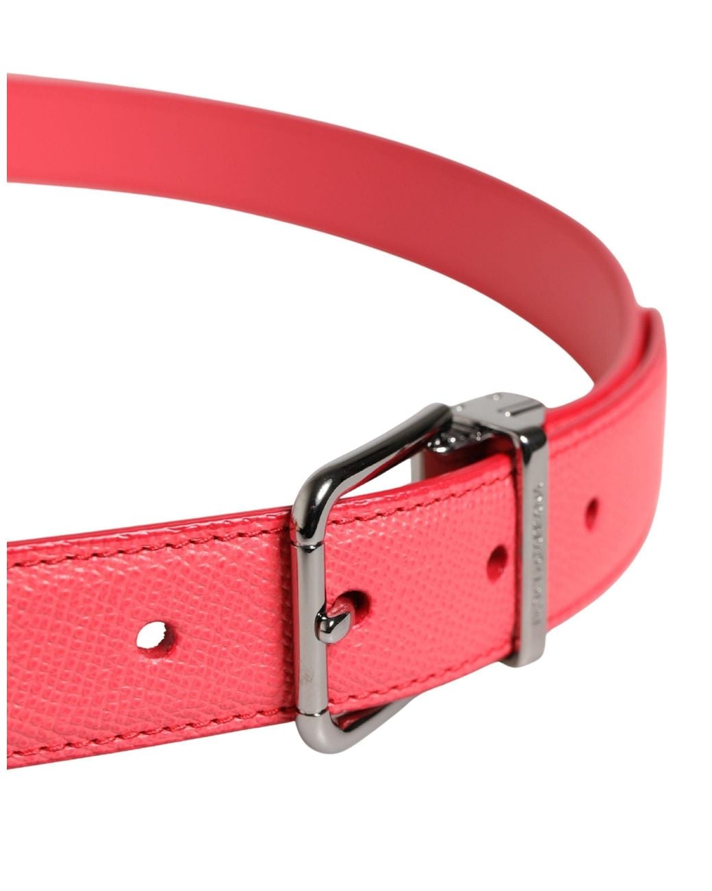 Dolce & Gabbana Pink Calf Leather Metal Buckle Belt