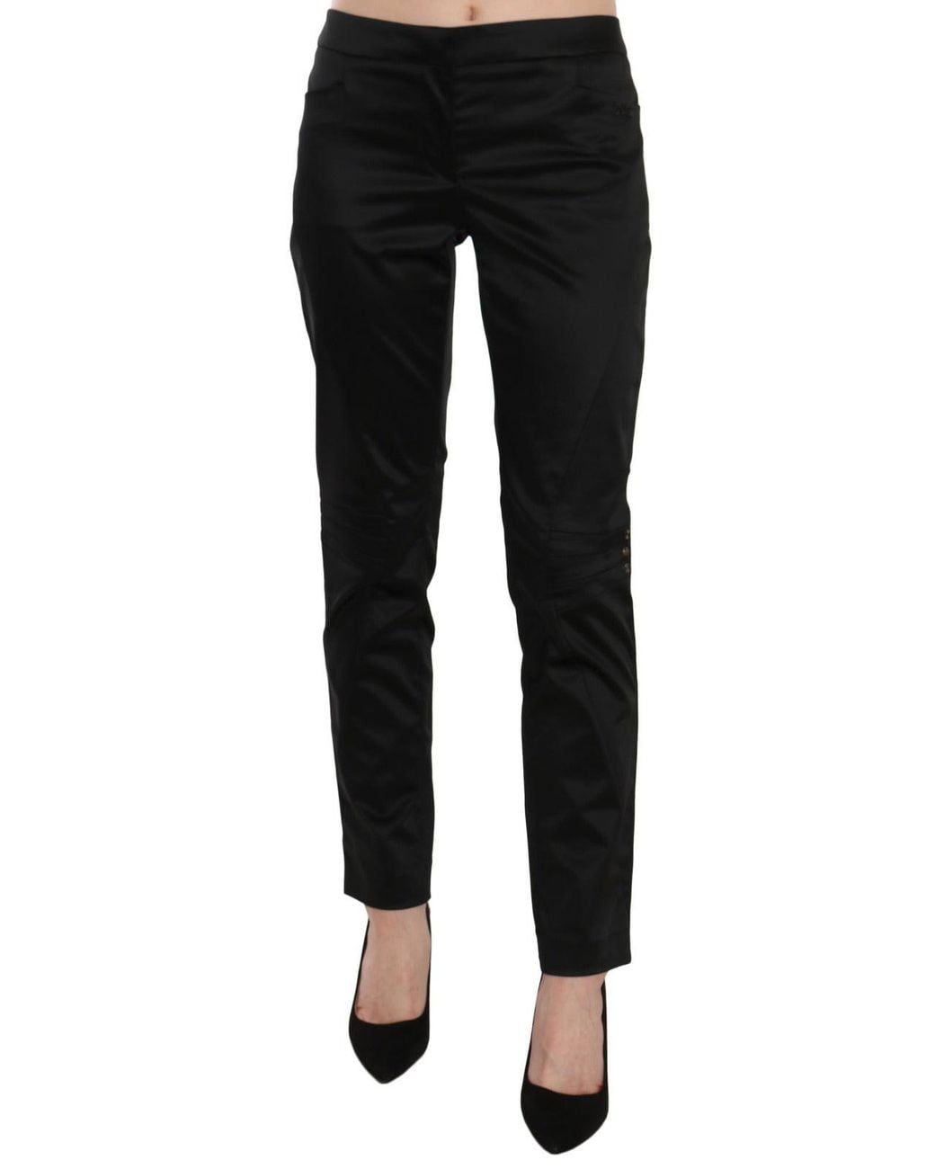 Exte Black Mid Waist Skinny Dress Formal Trousers Pants
